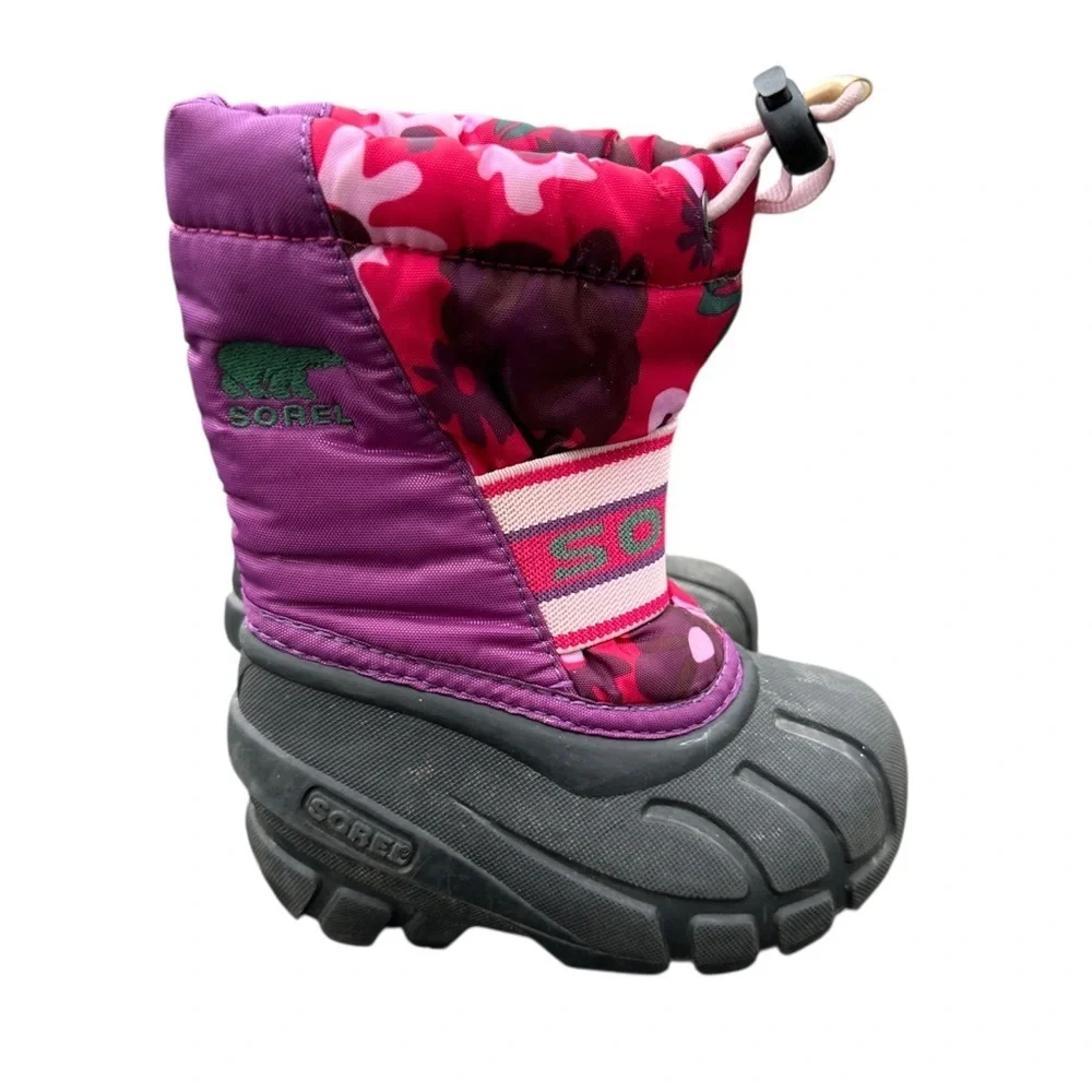 Sorel Pink and Purple Floral kids Winter Boots snow size 6